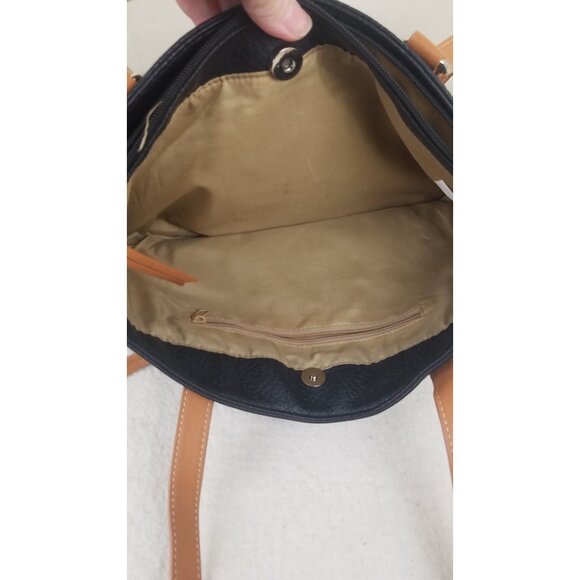 Carryland Black Beige Women’s Tote Satchel Handbag Shoulder Bag Purse multi pckt - Picture 10 of 11